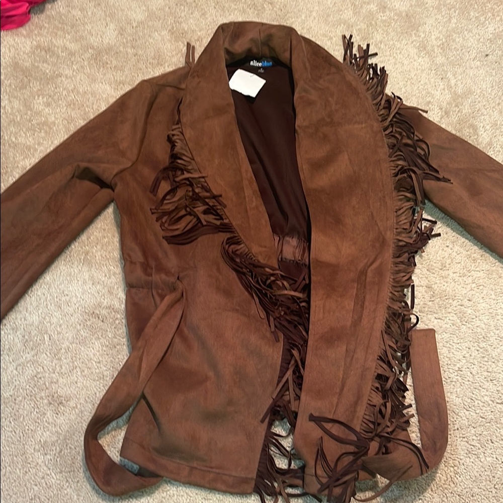 Alice Blue Brown Blazer with Fringe Details